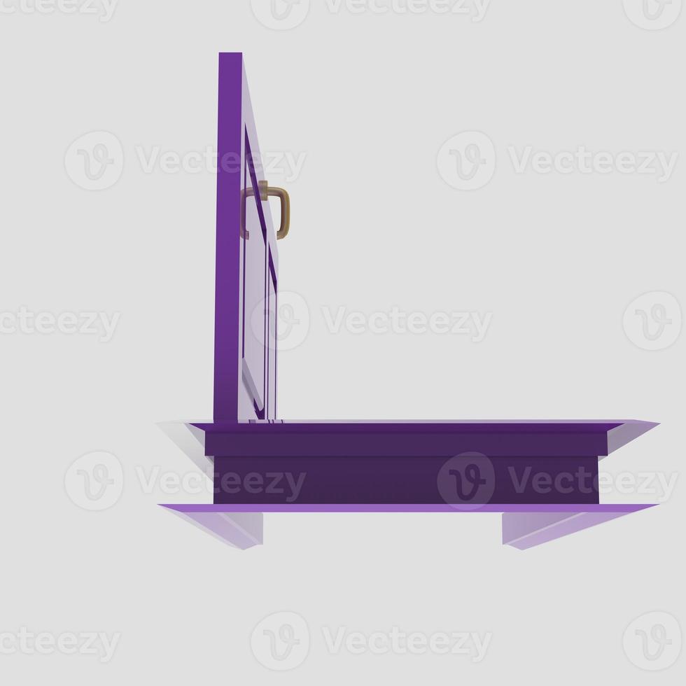 purple wooden interior door set illustration different open closed isolated white background photo