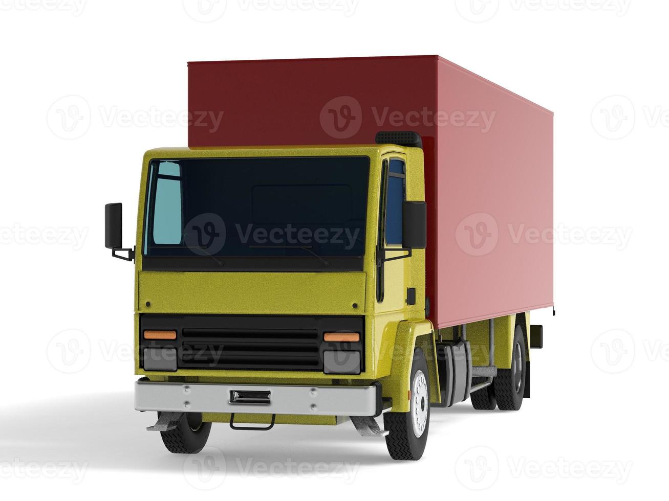 Delivery truck 3D rendering isolated on white background. photo