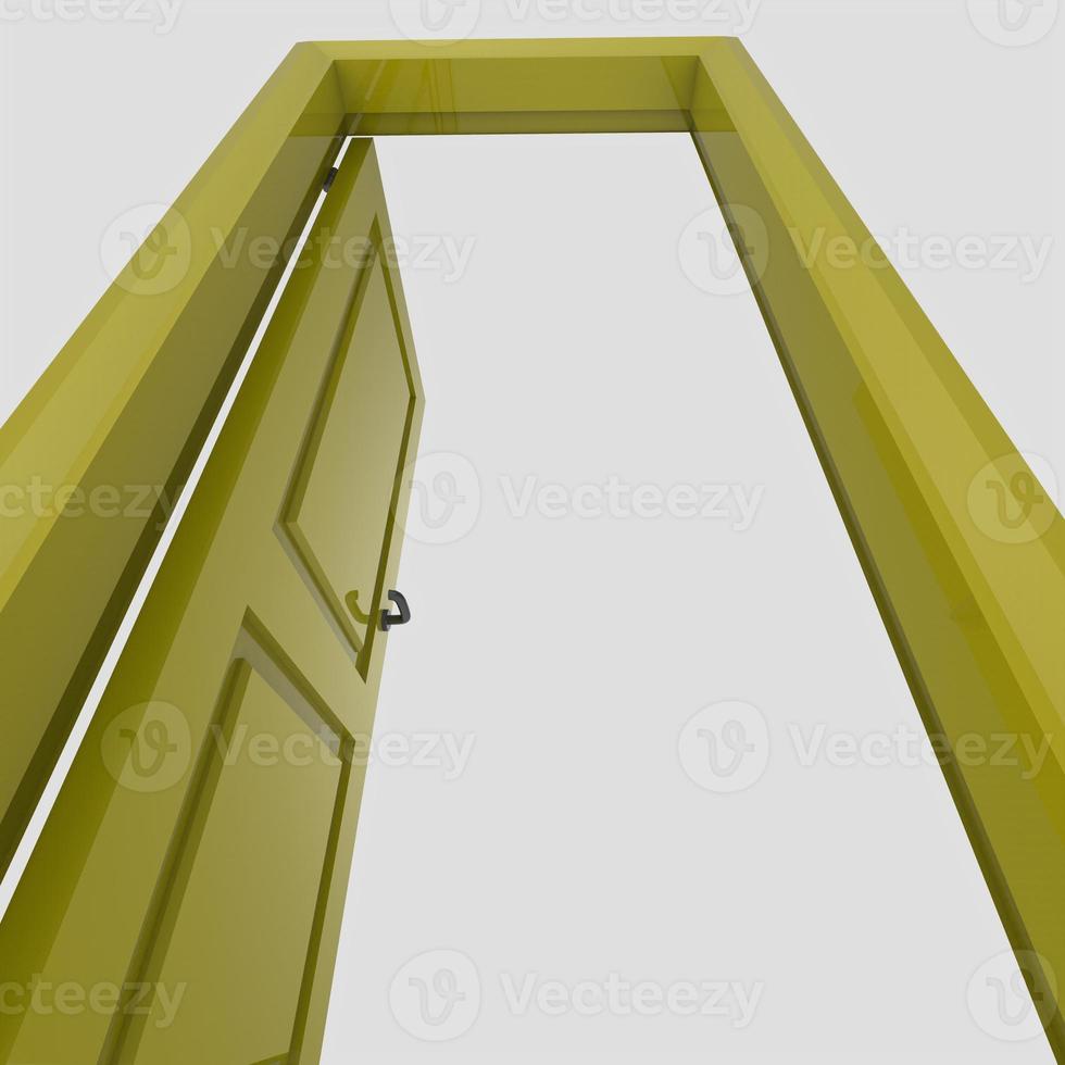 conjunto de ilustración de puerta interior de madera amarilla diferente abierto cerrado aislado fondo blanco foto