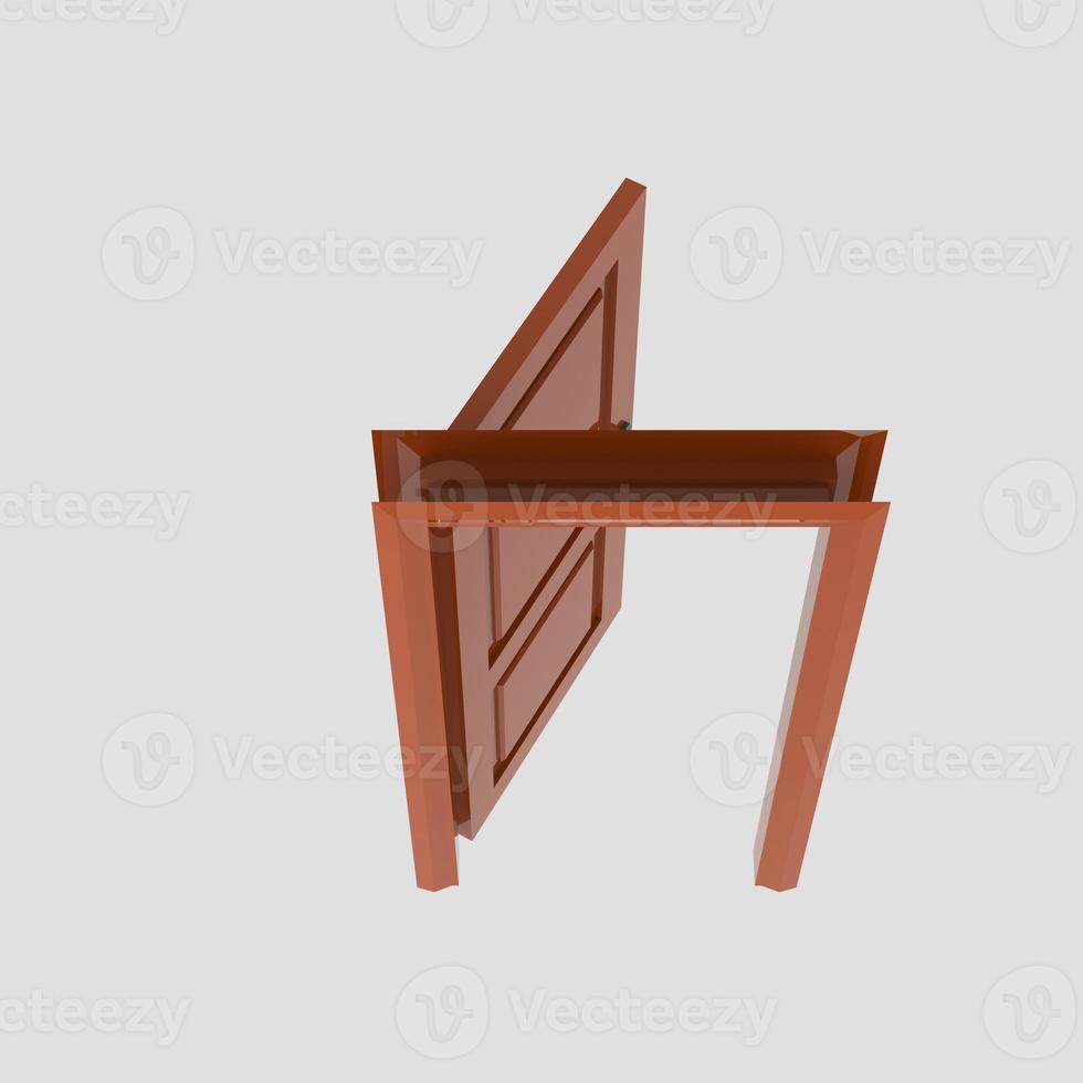 orange wooden interior door illustration set different open closed isolated white background photo