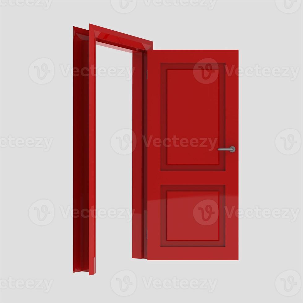 red wooden interior door illustration set different open closed isolated white background photo