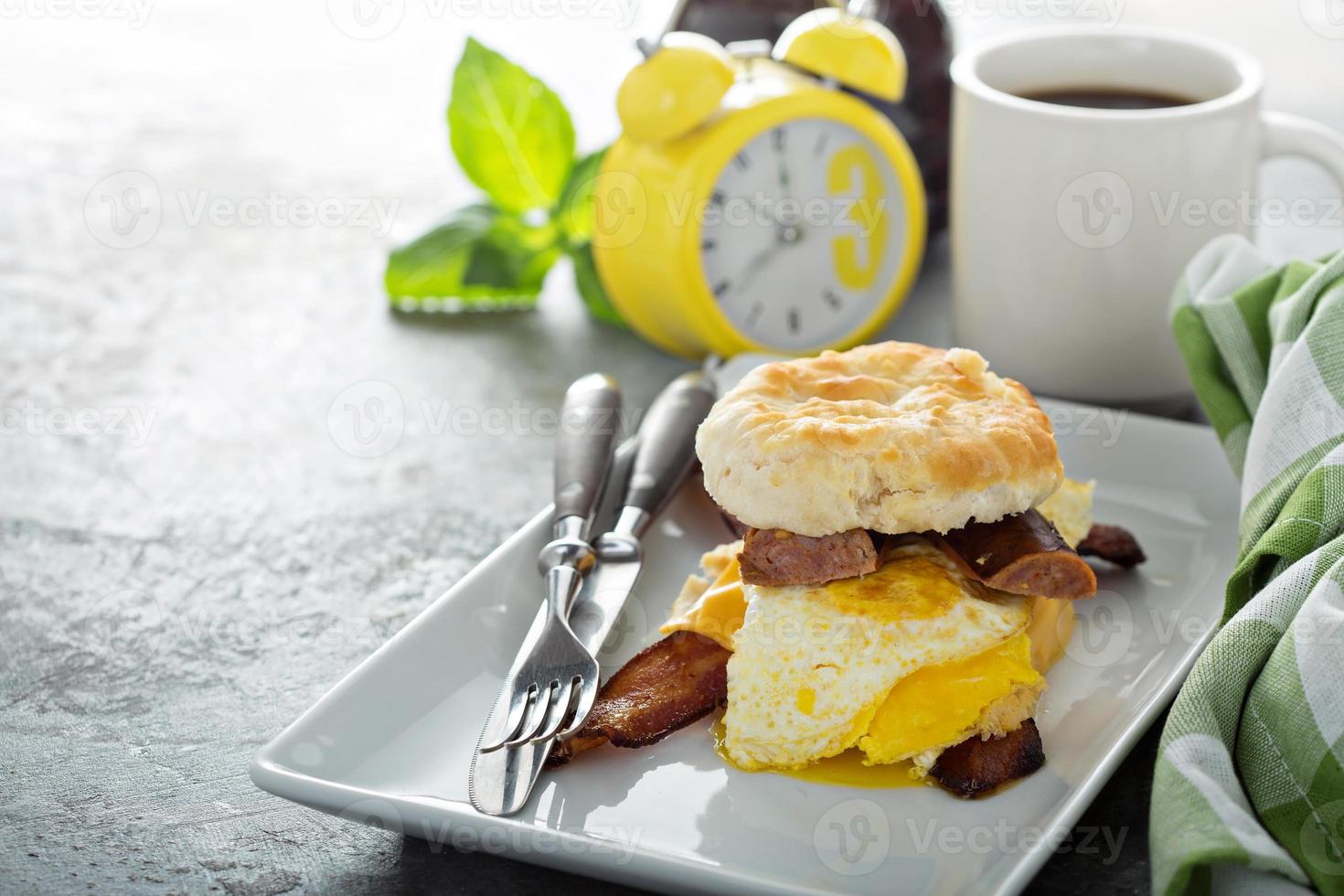 Biscuit breakfast sandwich photo