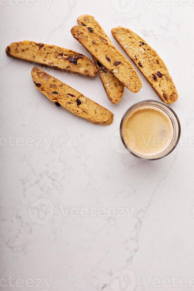 Homemade biscotti on a marble surface photo