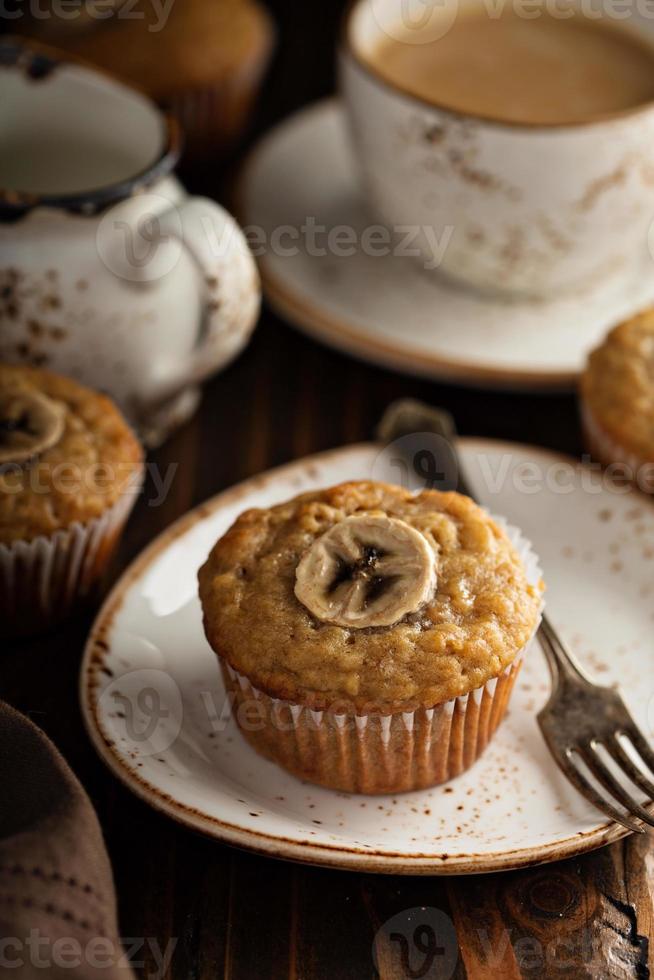 Banana muffins with coffee photo