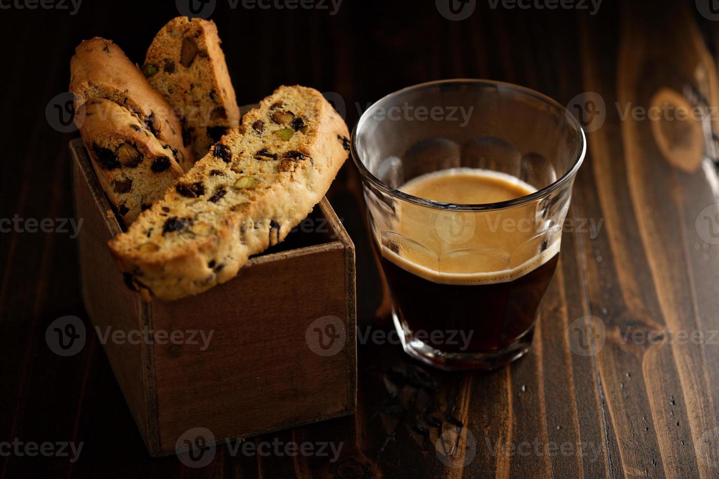 Homemade biscotti with coffee photo