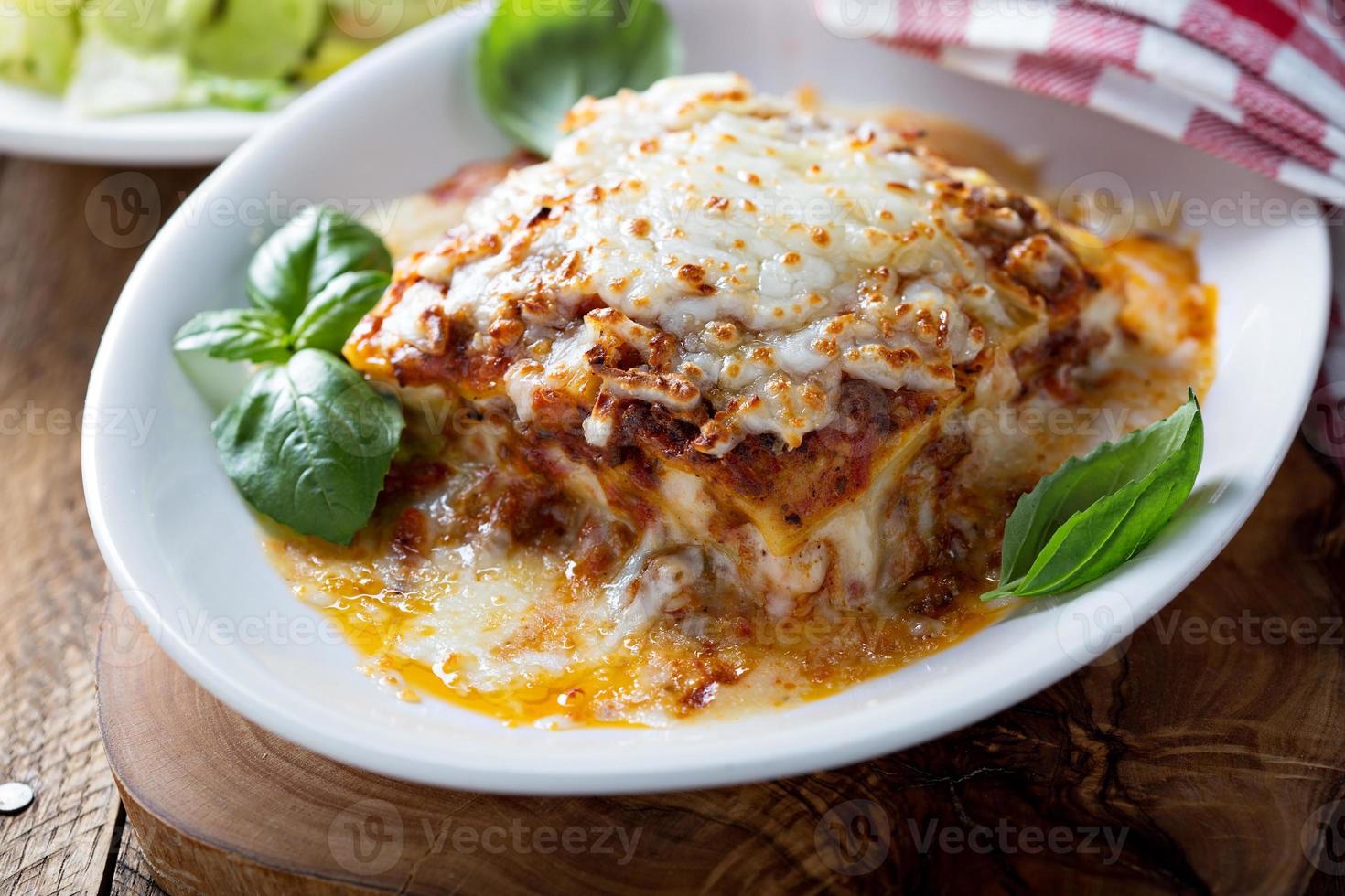 Traditional lasagna with bolognese sauce photo