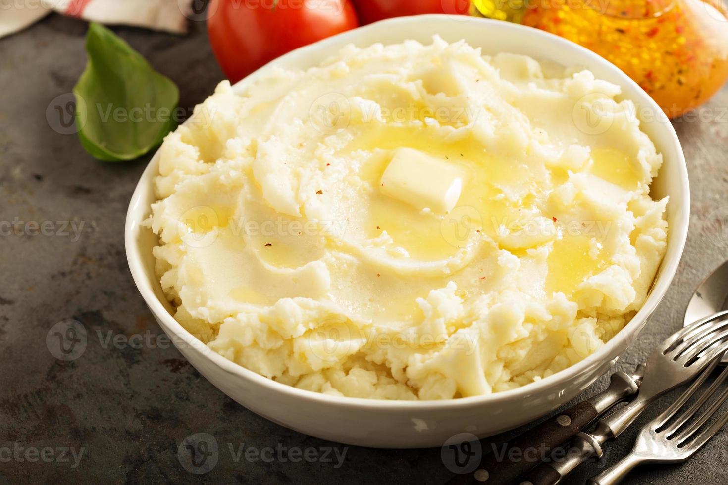 Mashed potatoes in big bowl photo