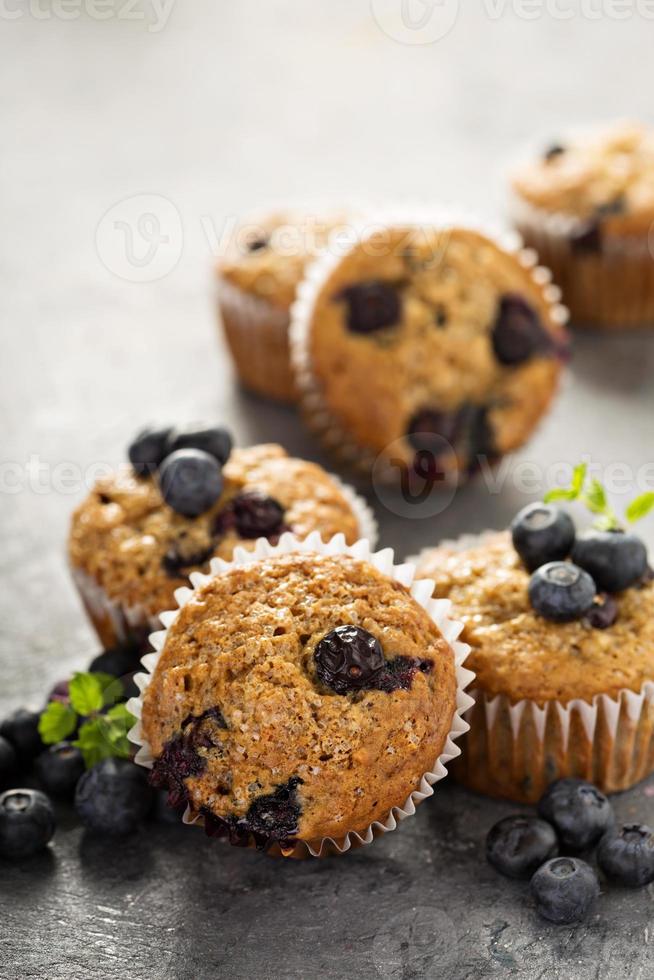 Vegan banana blueberry muffins photo