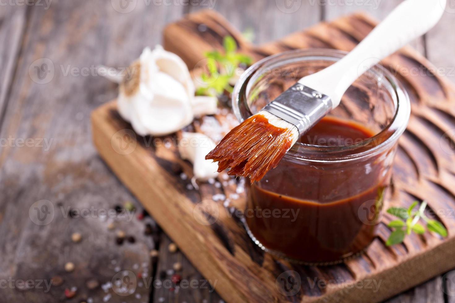 Barbeque sauce in a jar photo