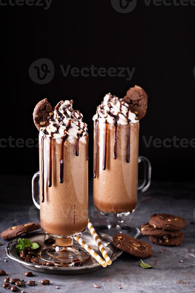 Chocolate frappe with cookies photo