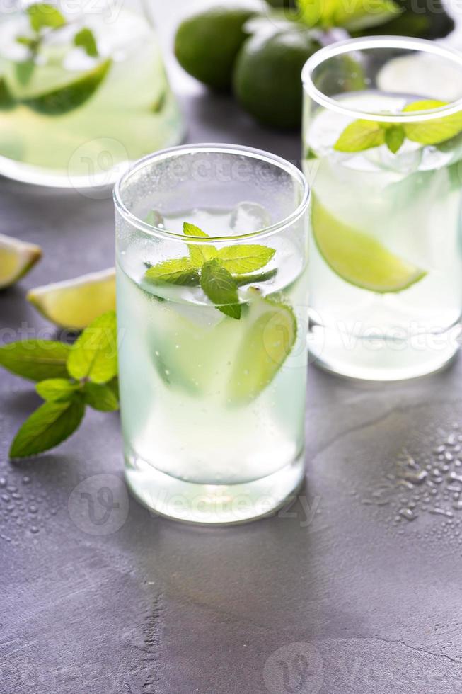 Fresh lemonade with mint and limes photo
