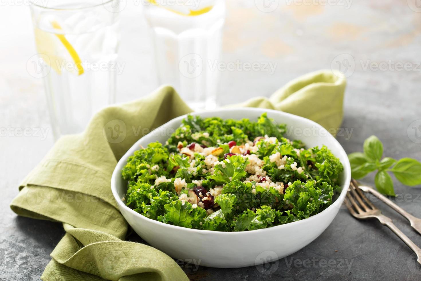 Fresh healthy salad with kale and quinoa photo