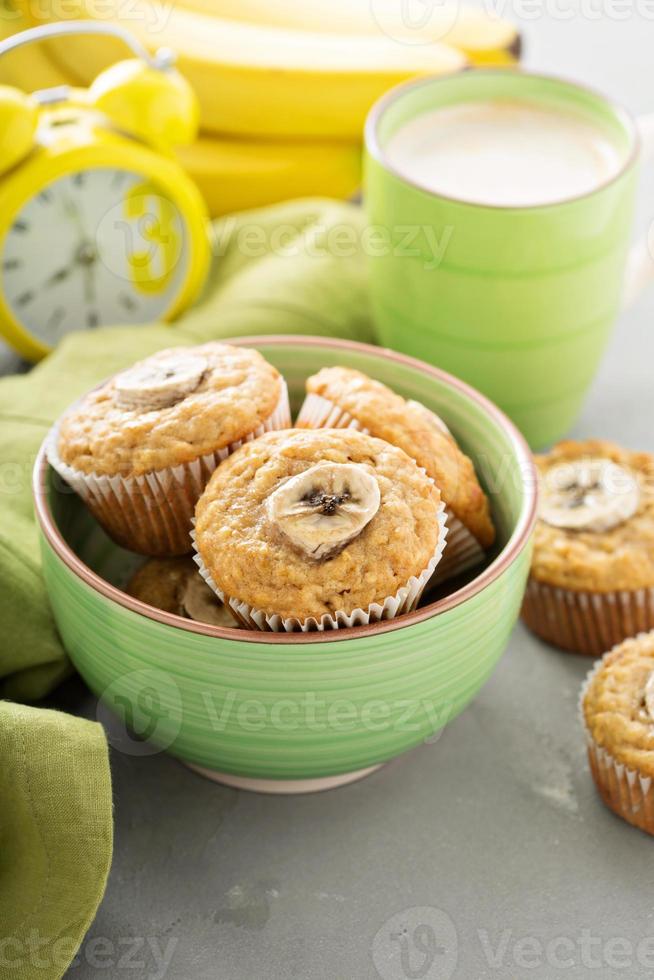 Banana muffins with coffee photo