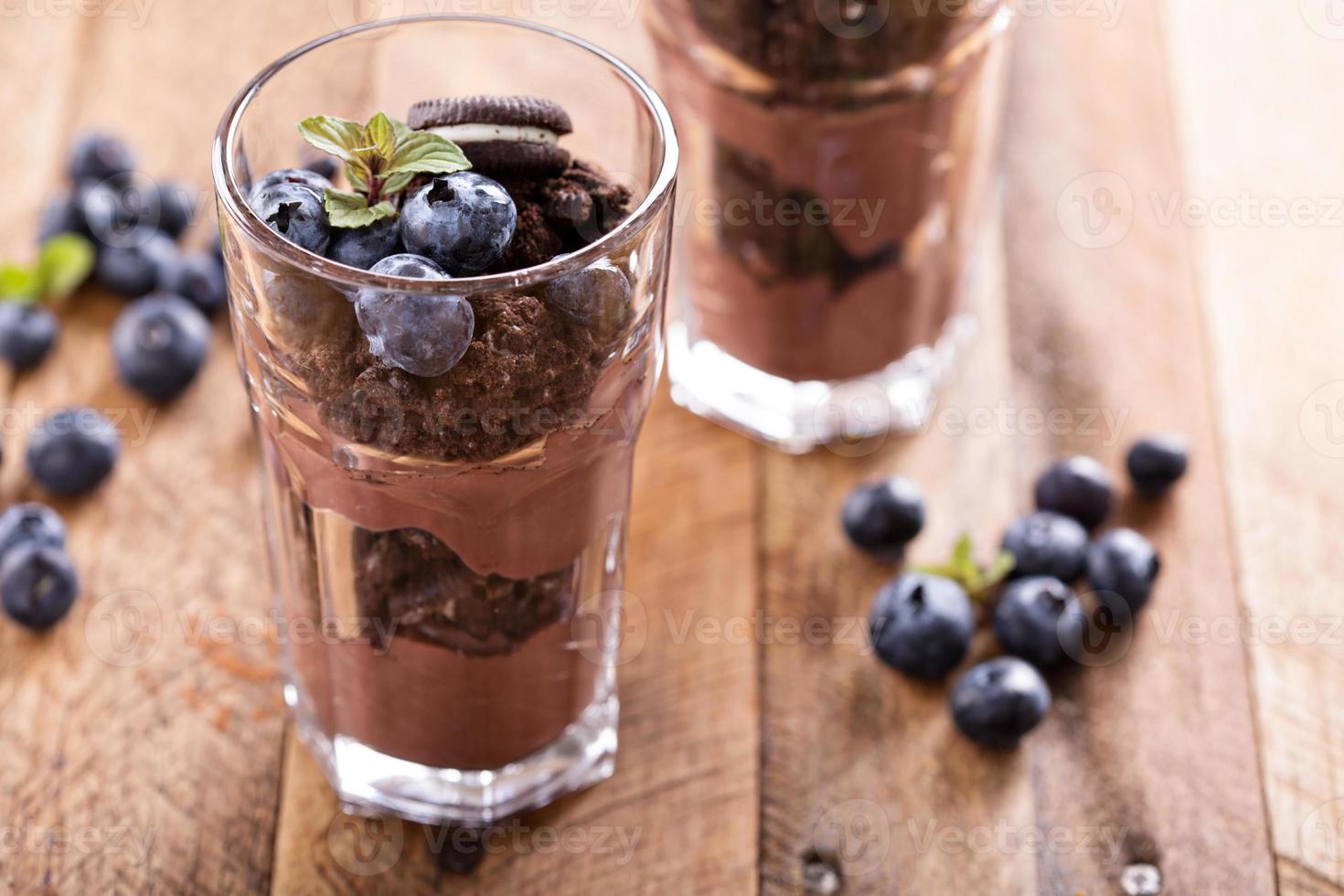 Chocolate pudding parfait with cookie crumbs 15750892 Stock Photo at