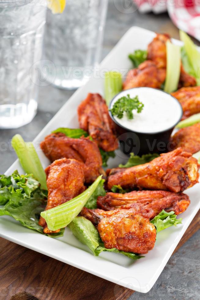 Hot chicken wings appetizer photo