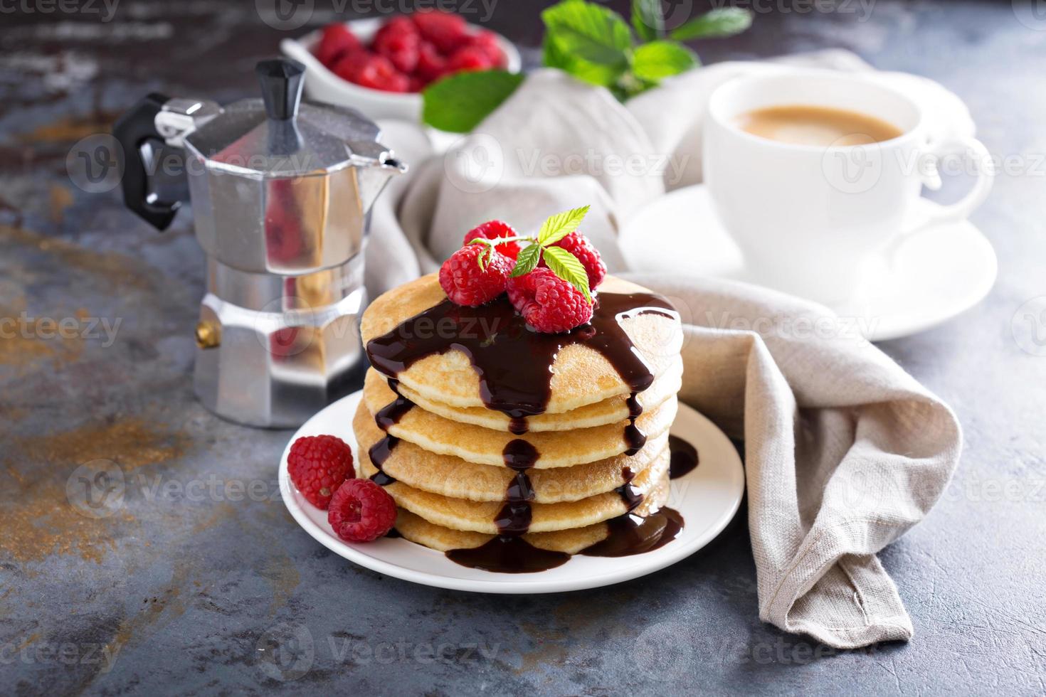 Stack of fluffy buttermilk pancakes photo