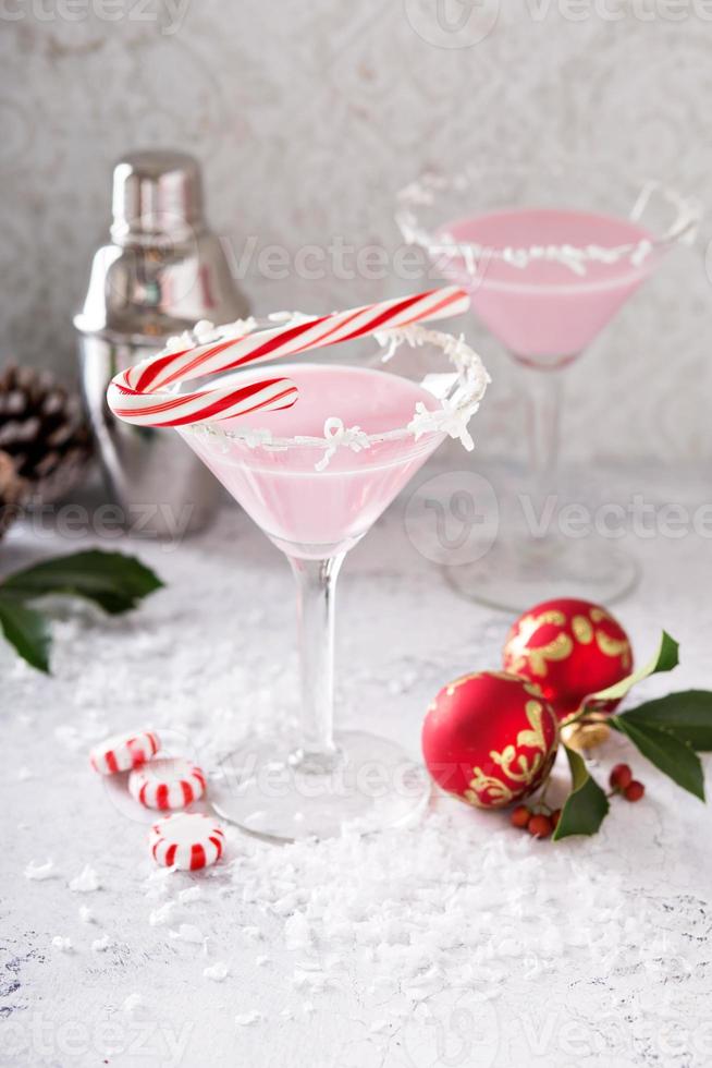 Peppermint martini cocktail with coconut flakes rim photo