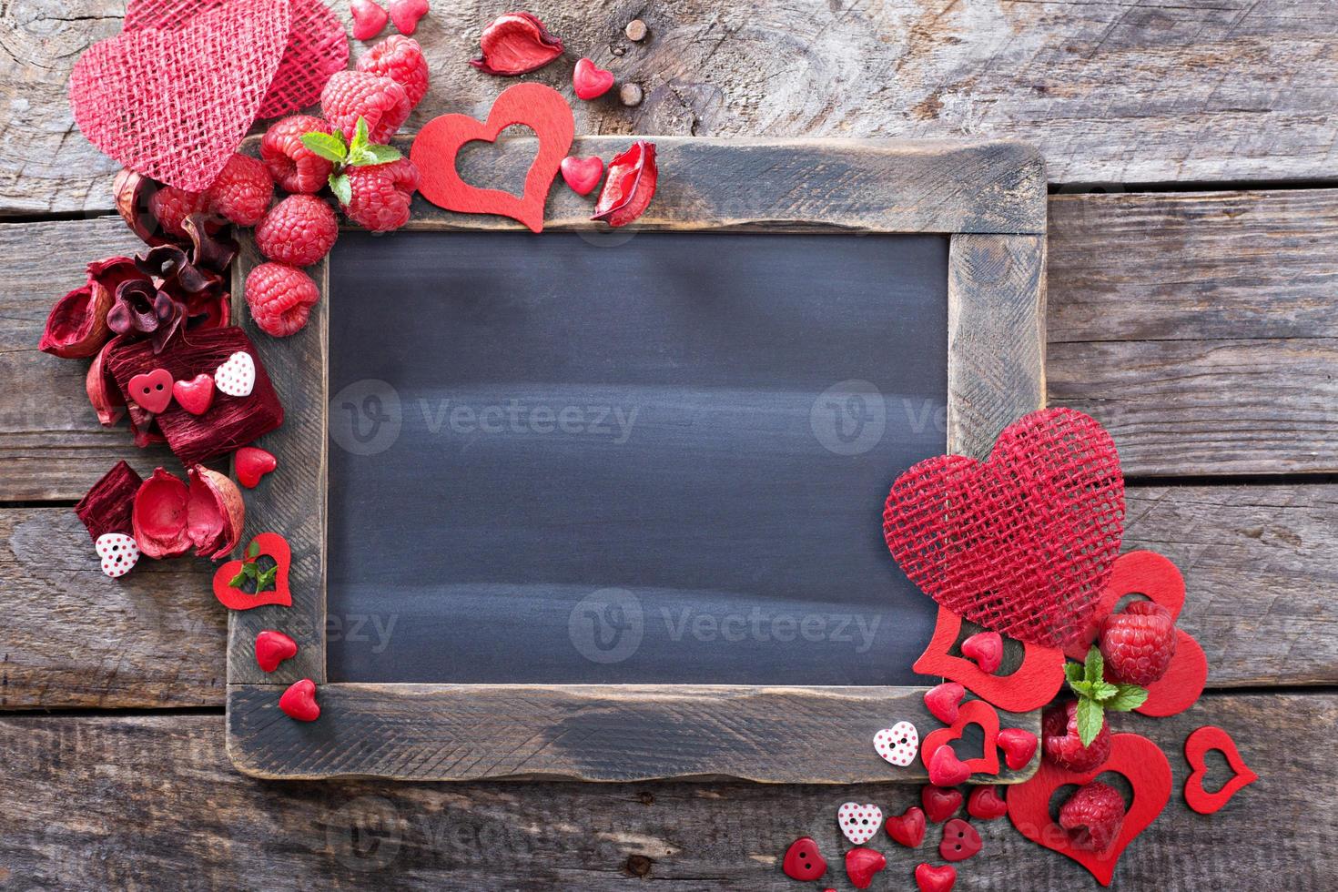 Valentines day background with chalkboard photo