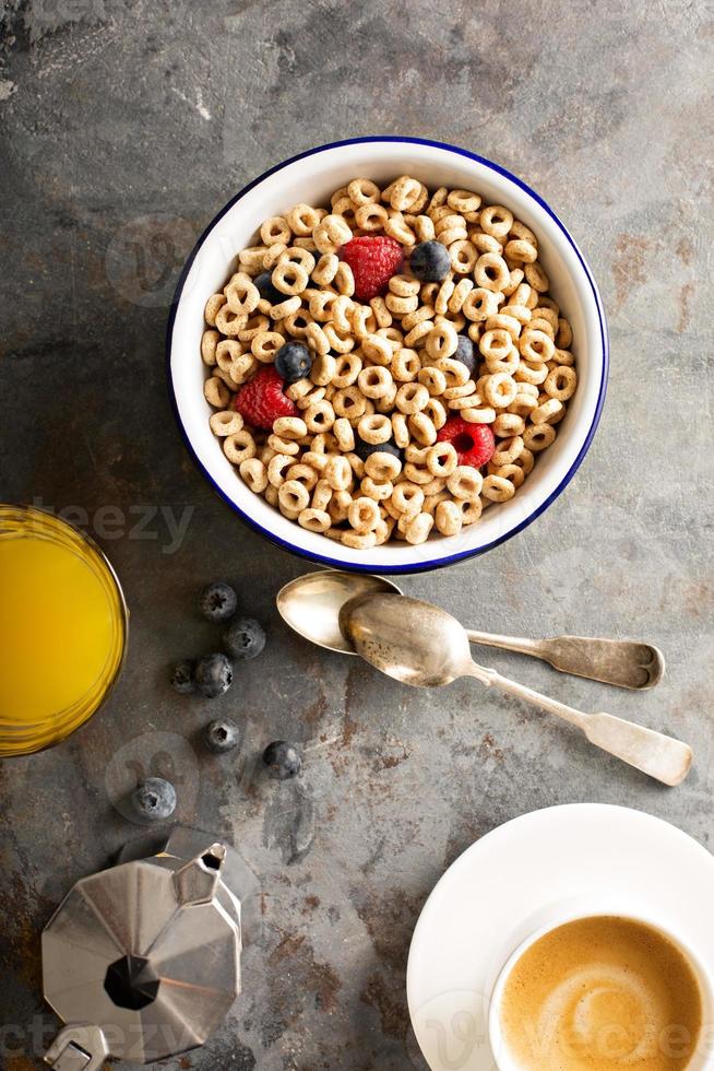 Healthy cold cereal in a bowl photo