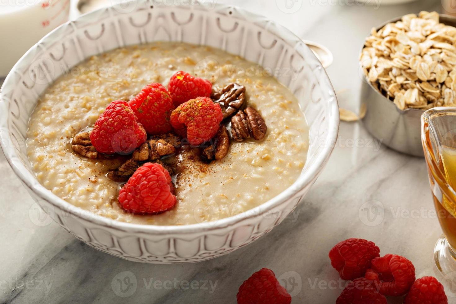 Homemade oatmeal for breakfast photo