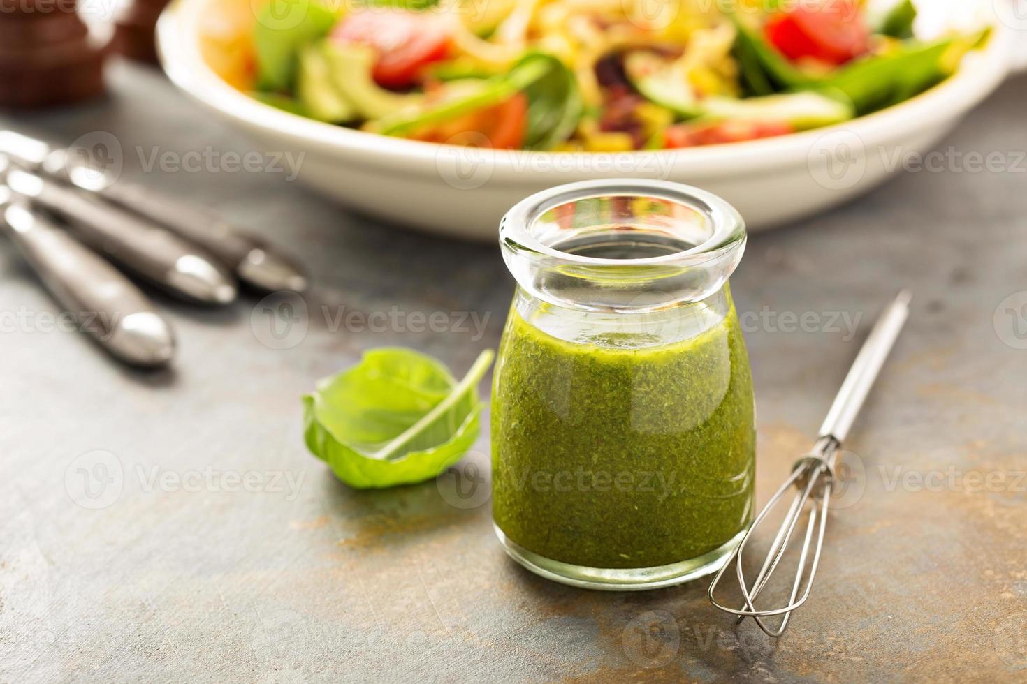 Healthy green goddess salad dressing photo