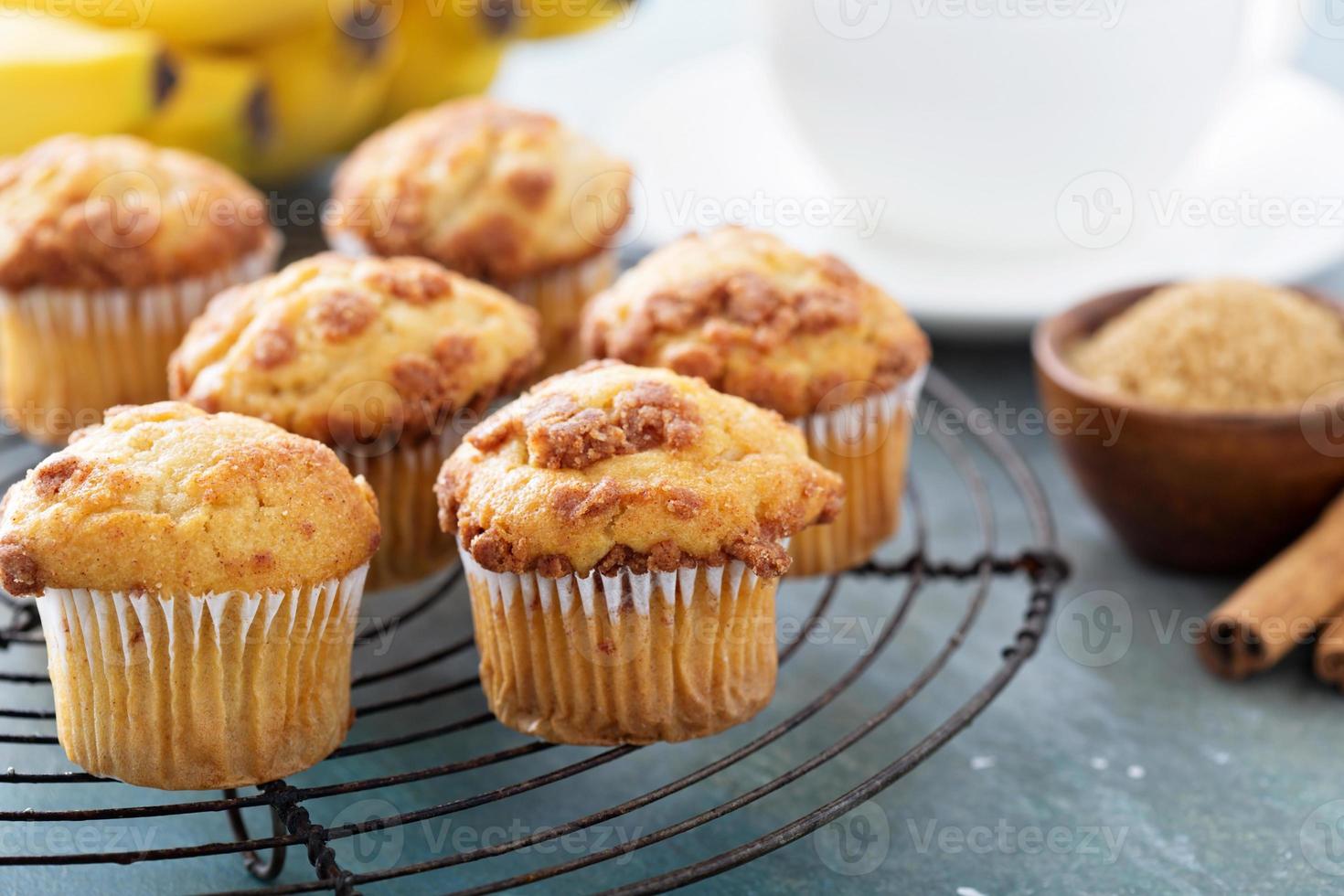 Banana muffins on cooling rack photo