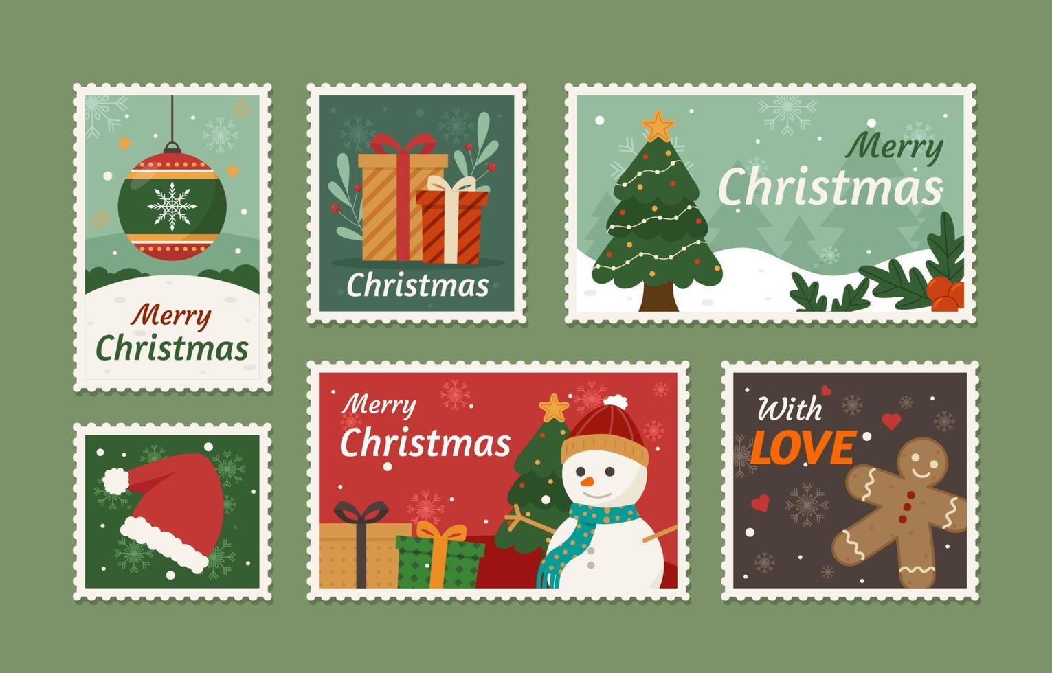 Christmas Stamp Sticker Set vector