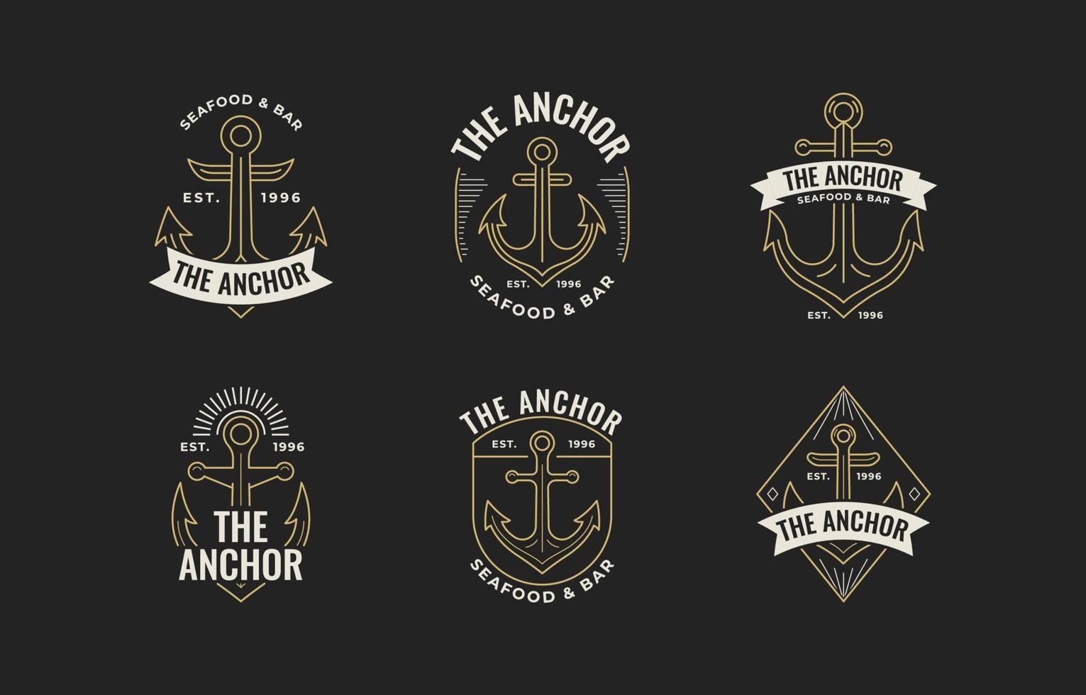 conjunto de logotipo de ancla vintage vector