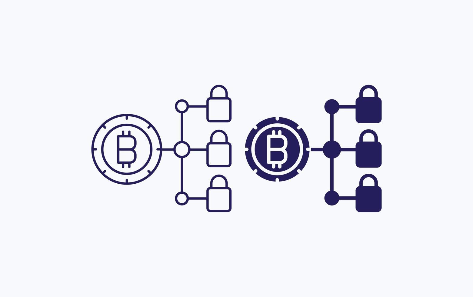Bitcoin blockchain, safety lock vector illustration icon