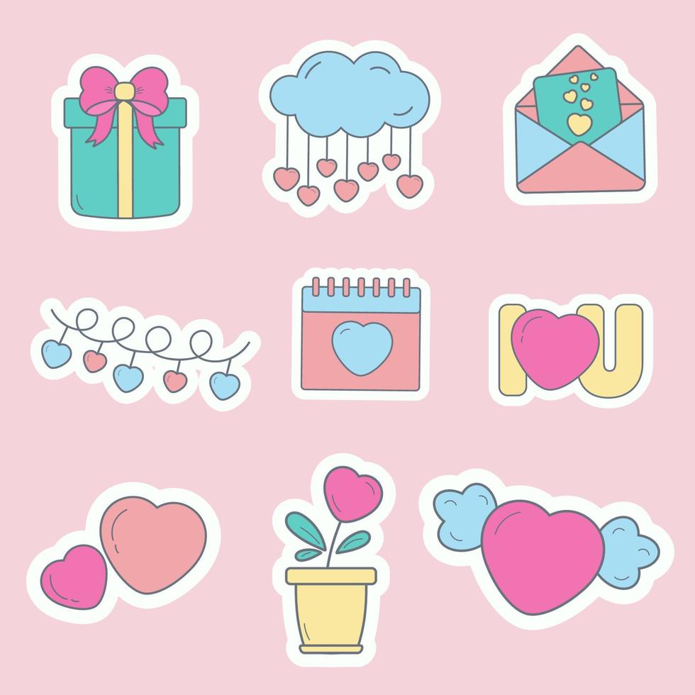 Collection of stickers for Valentine's Day. Heart vector