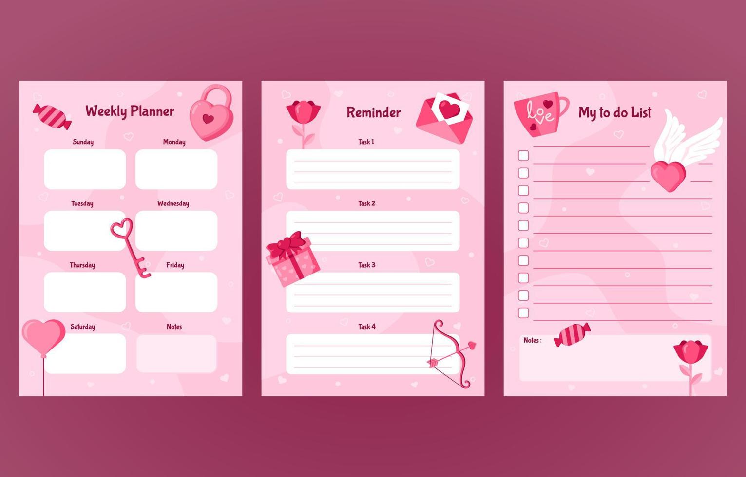 Valentine Journal Templates vector