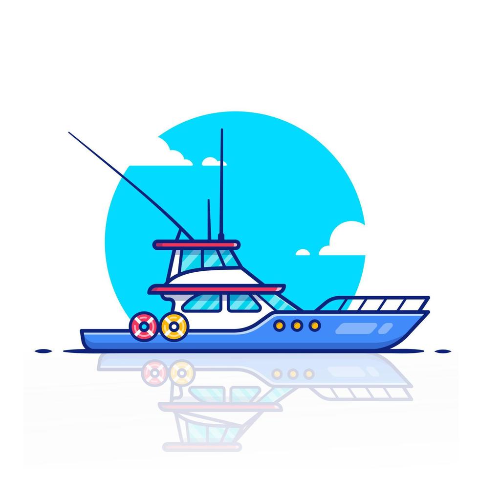 Speed Boat Cartoon Vector Icon Illustration. Water Transportation