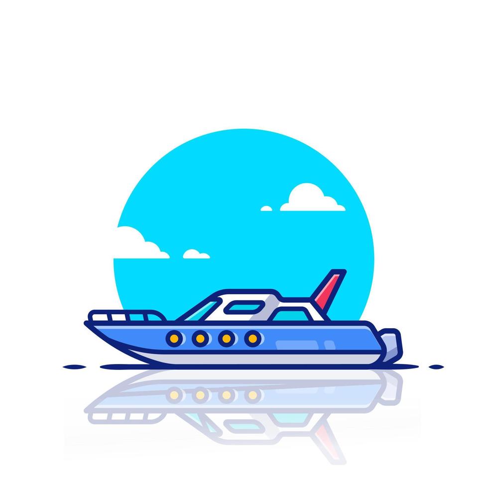 Speed Boat Cartoon Vector Icon Illustration. Water Transportation Icon Concept Isolated Premium Vector. Flat Cartoon Style