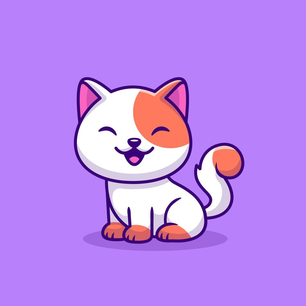 Cute Cat Sitting Cartoon Vector Icon Illustration. Animal Love Icon Concept Isolated Premium Vector. Flat Cartoon Style