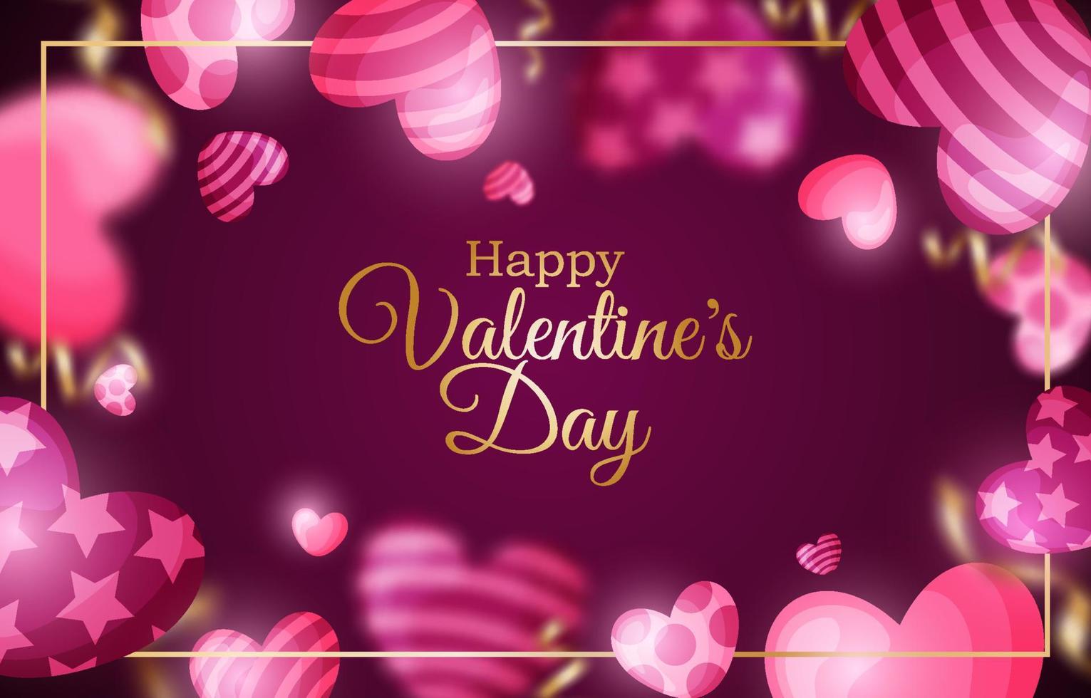 Happy Valentine Day Background with Realistic Heart Balloon vector