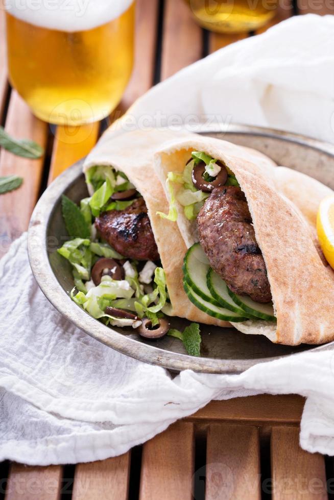 Lamb burgers in a pita photo