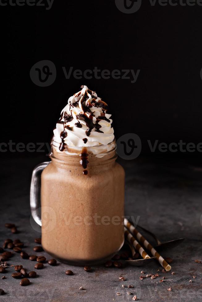 Chocolate frappe coffee with whipped cream photo