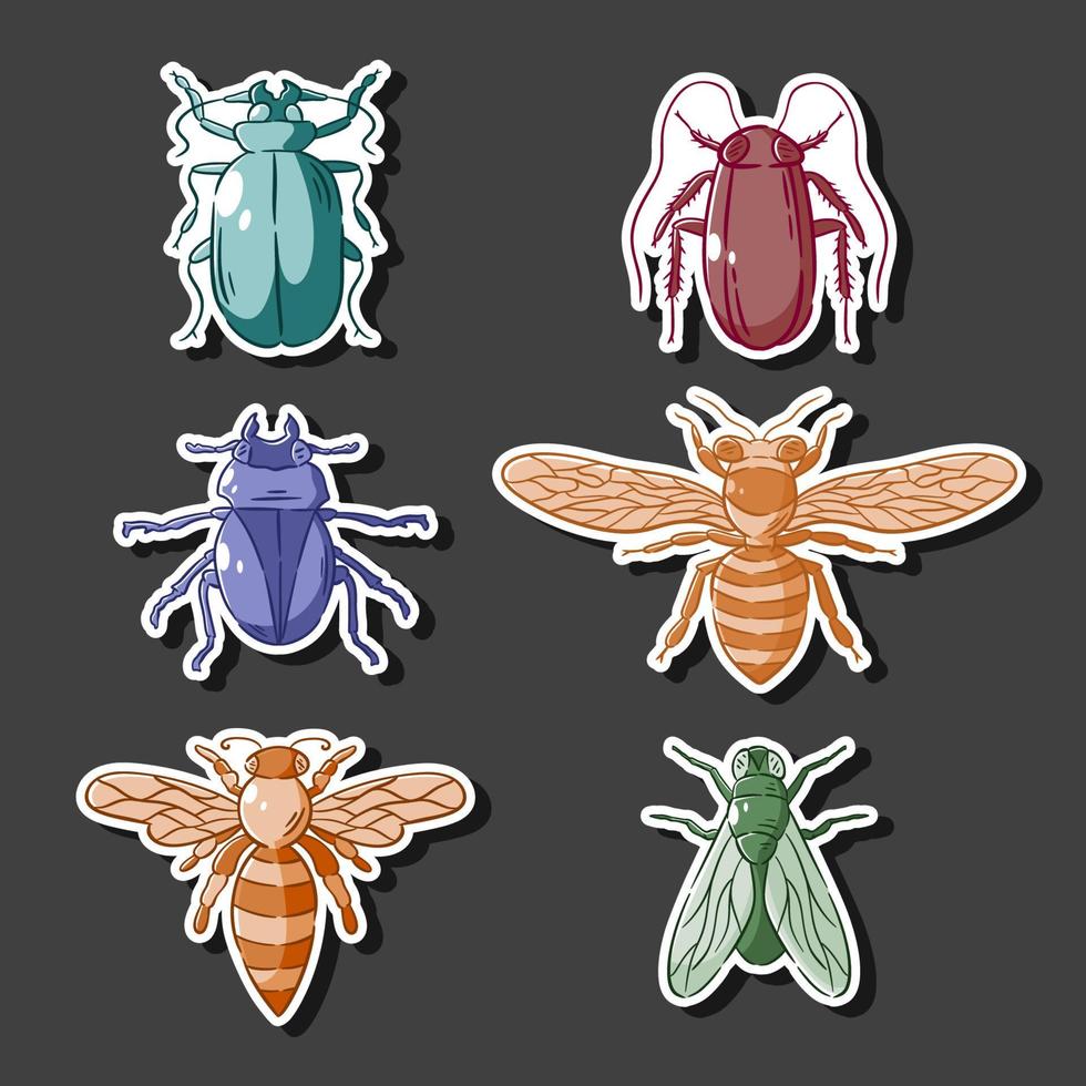 conjunto de pegatinas de insectos de primavera vector