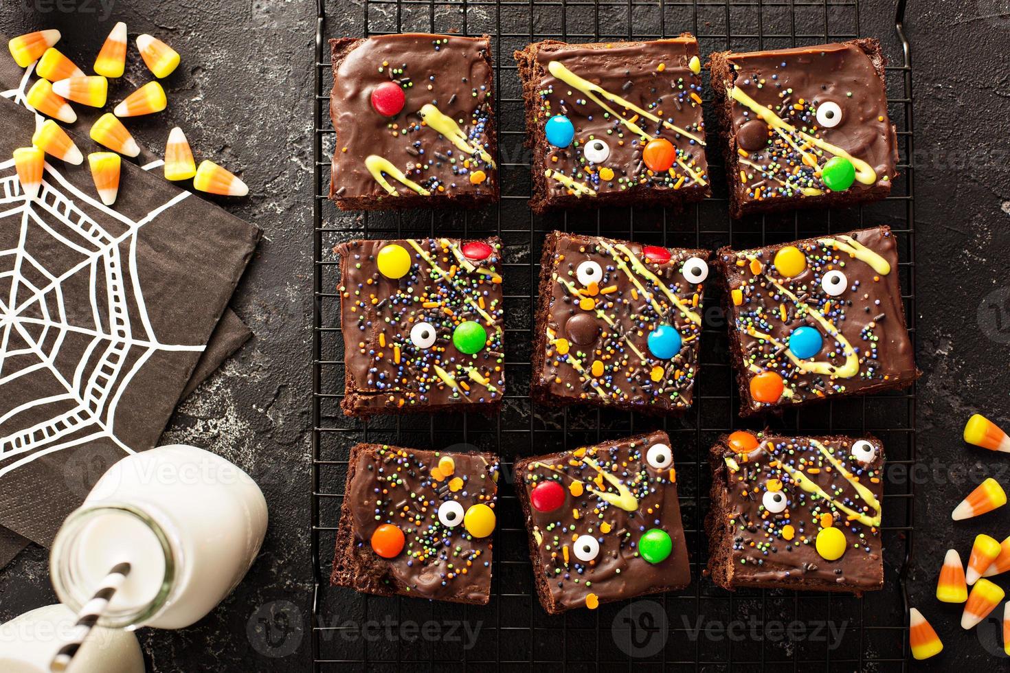 Monster brownies with candy and sprinkles photo