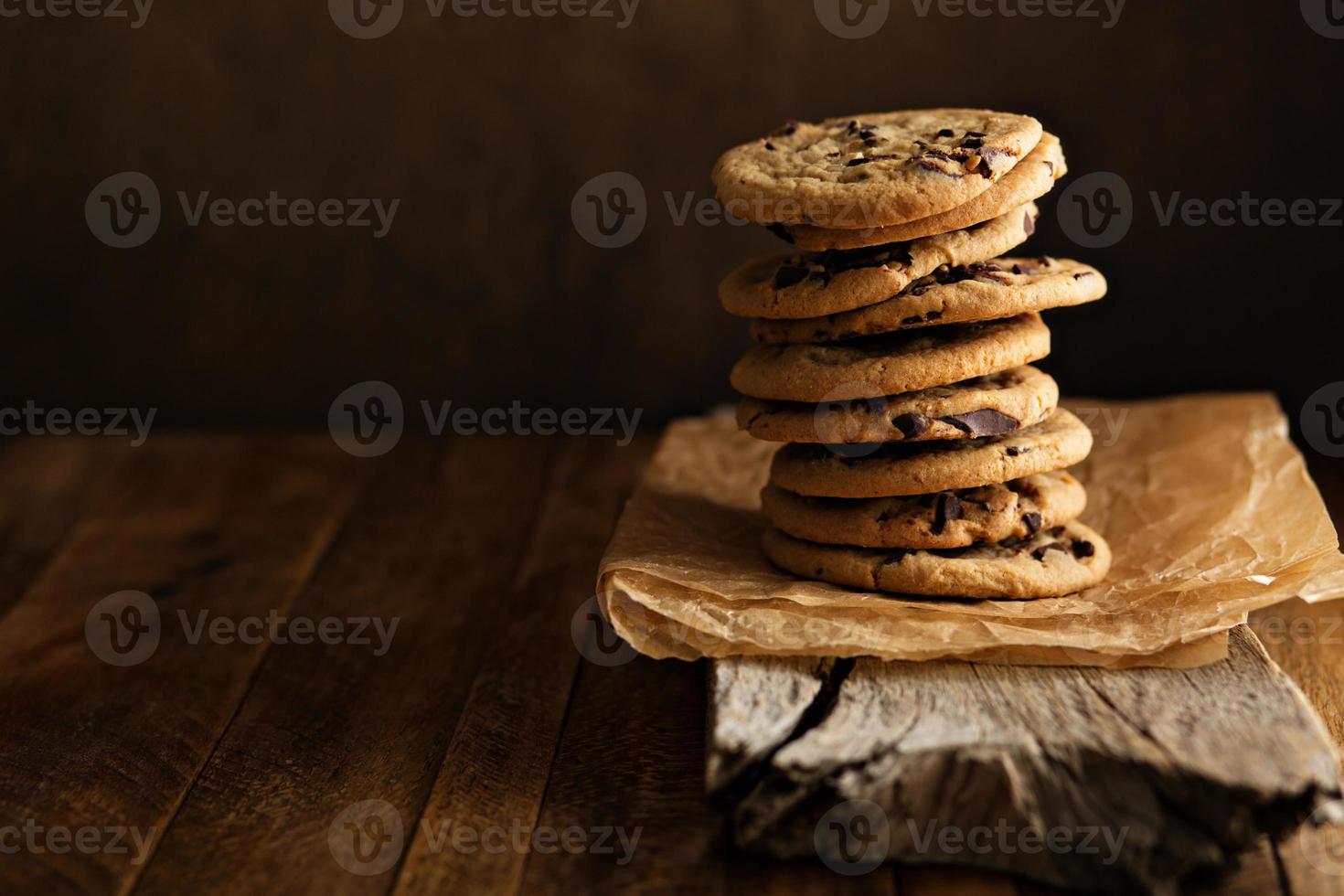 Homemade chocolate chip cookies with milk photo