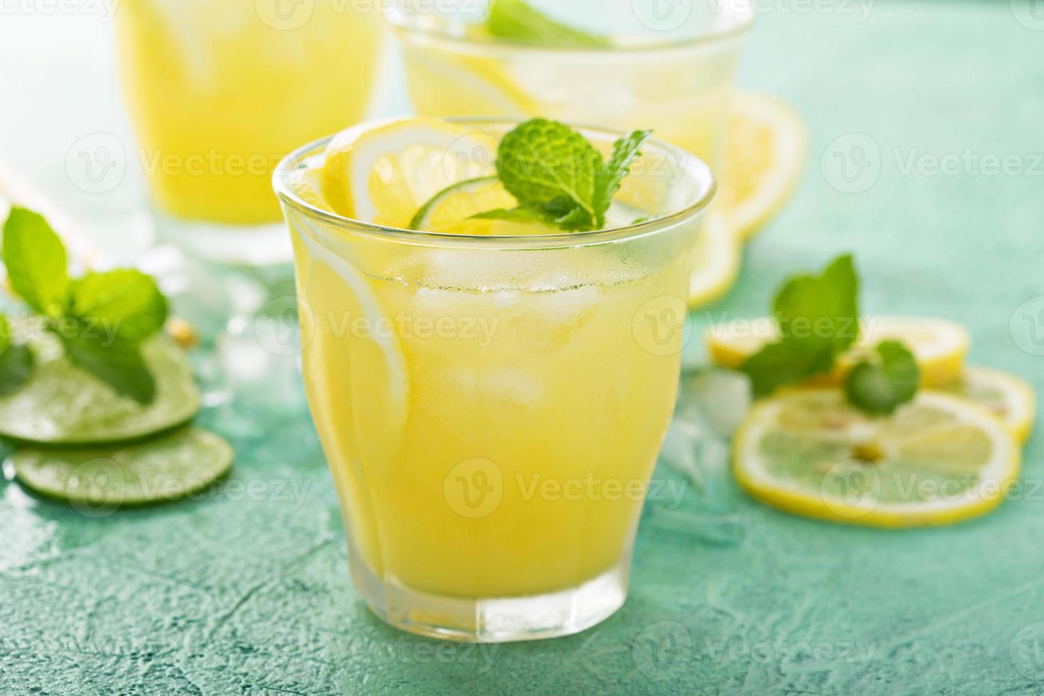 Refreshing citrus cocktail with lemon photo