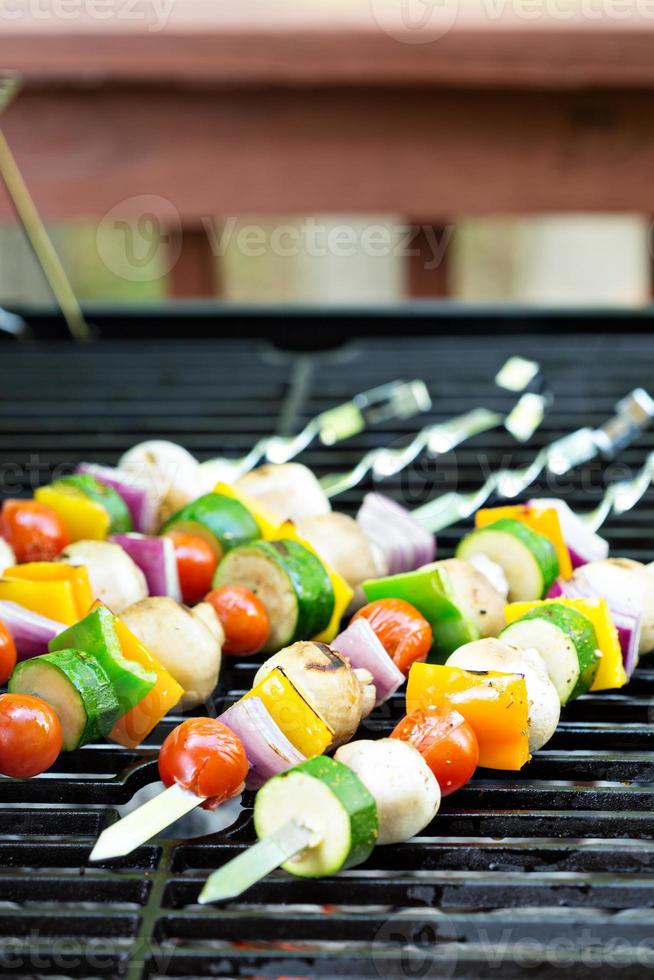 Vegetable kabobs on the grill 15758530 Stock Photo at Vecteezy
