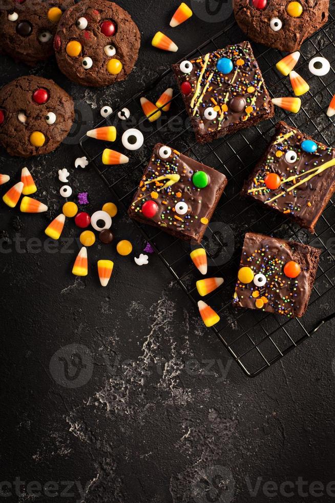 Chocolate monster brownies homemade treats for Halloween photo