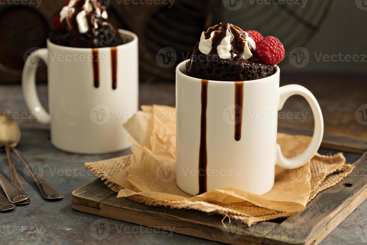 Chocolate cake in the mug photo
