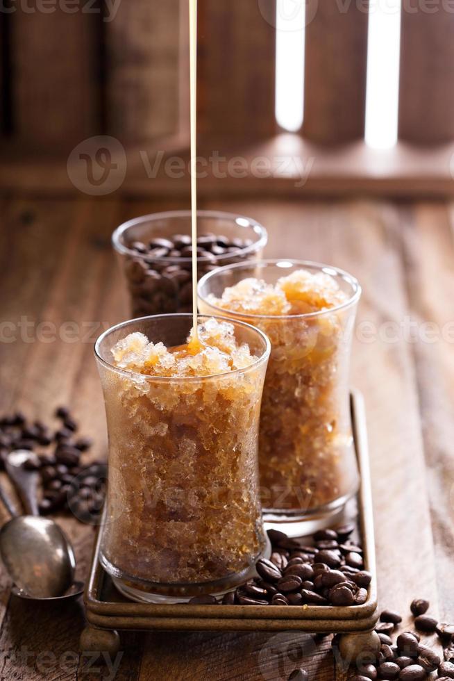 Coffee granita in small glasses photo