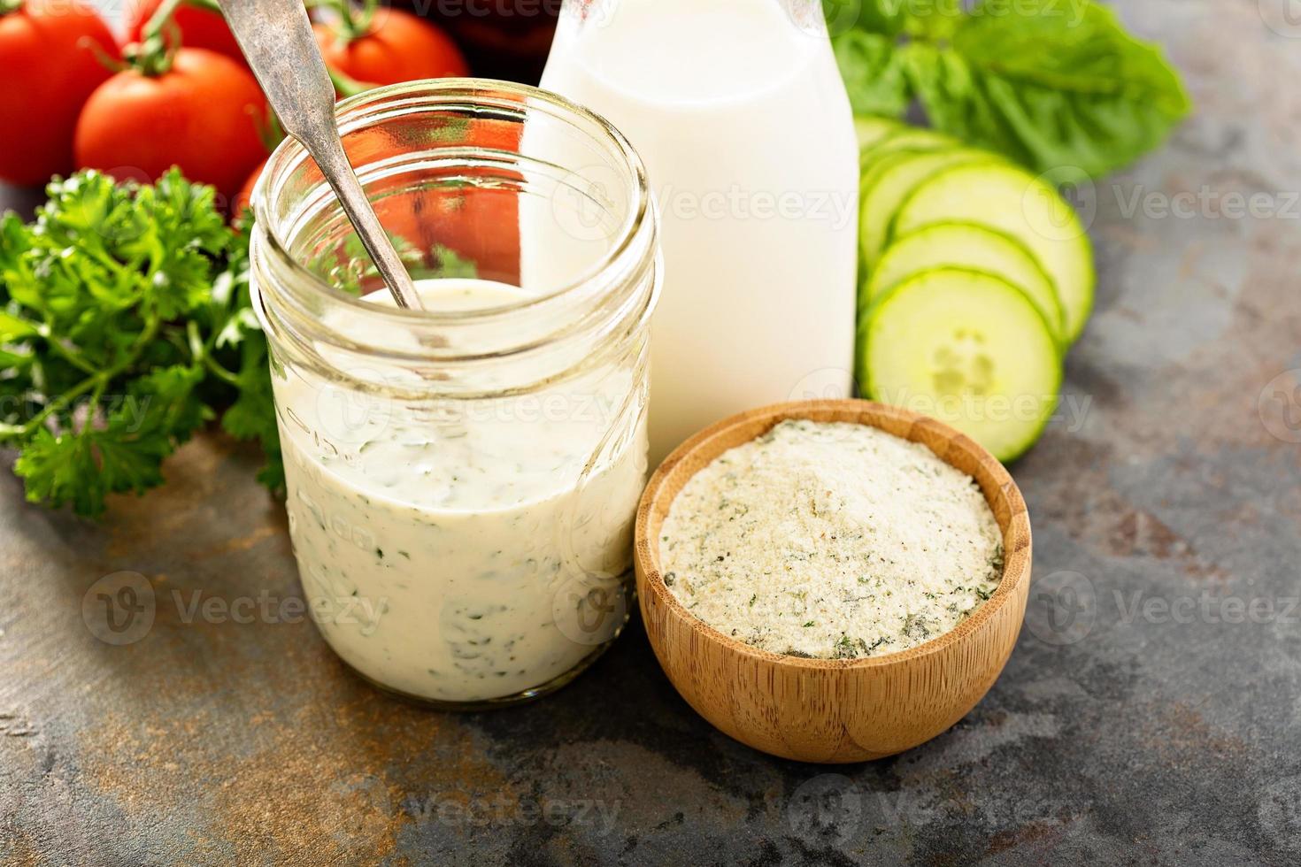 Making ranch dressing from a dry mix photo