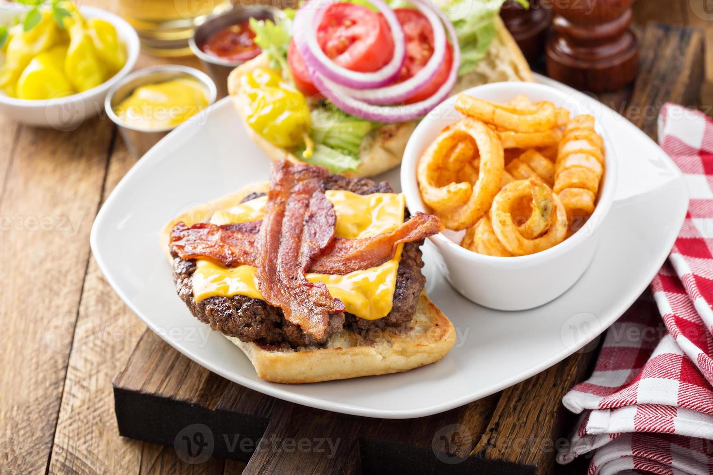 Traditional american burger with cheese and bacon photo