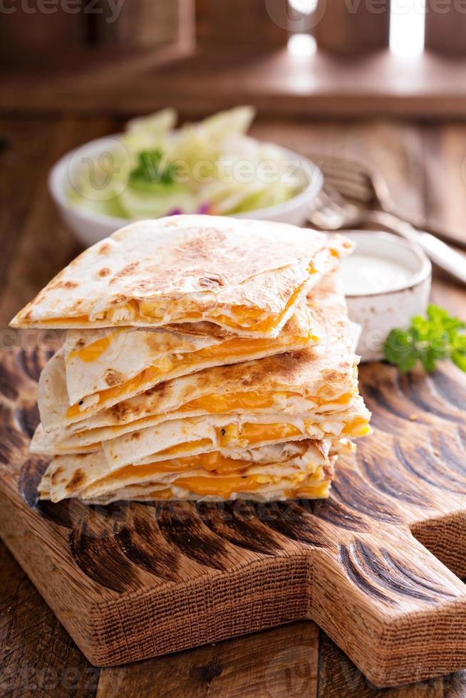 Quesadillas with cheddar and chicken 15759579 Stock Photo at Vecteezy