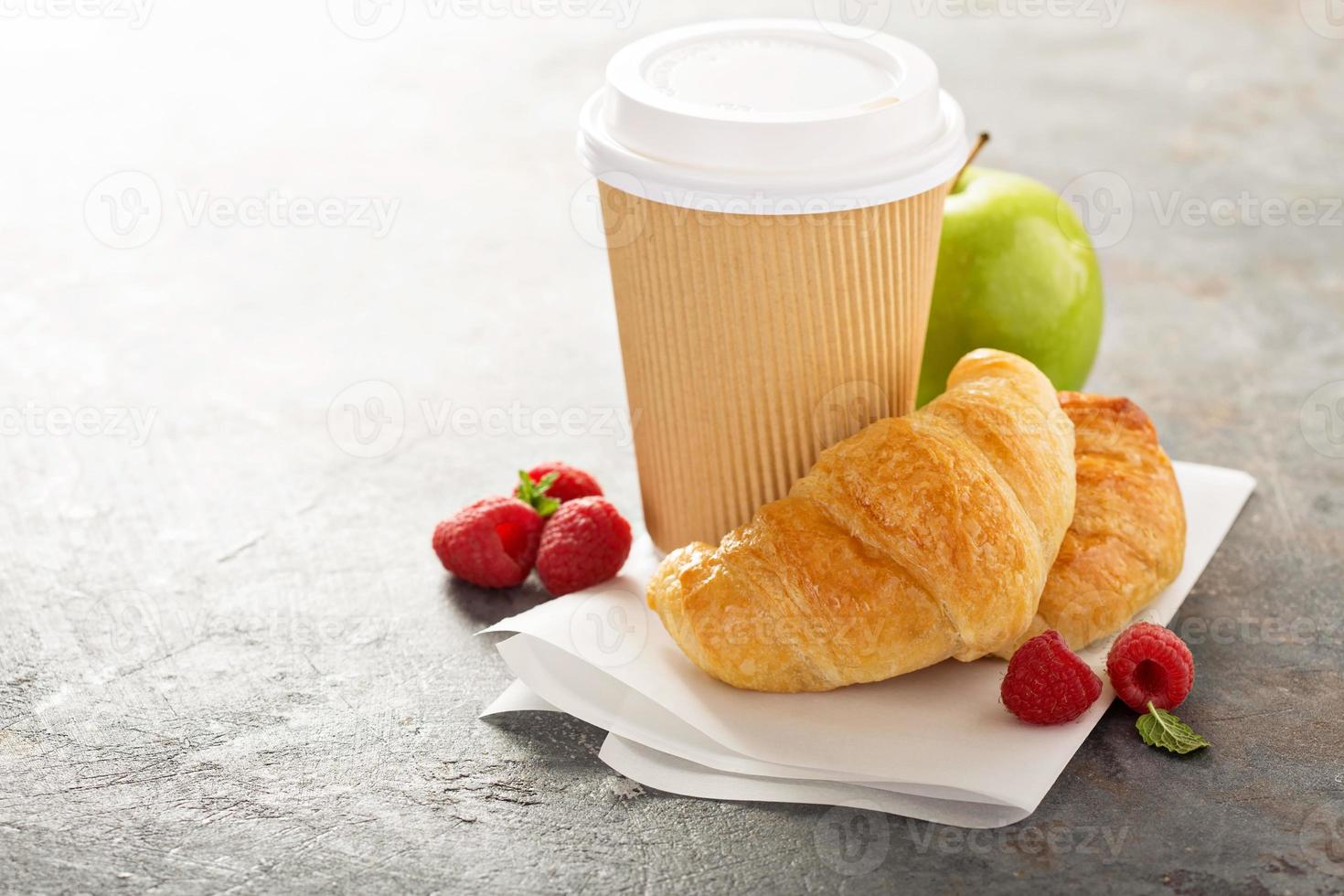 Croissants with coffee to go photo