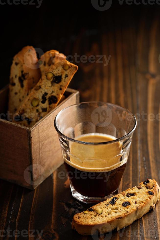 Homemade biscotti with coffee photo